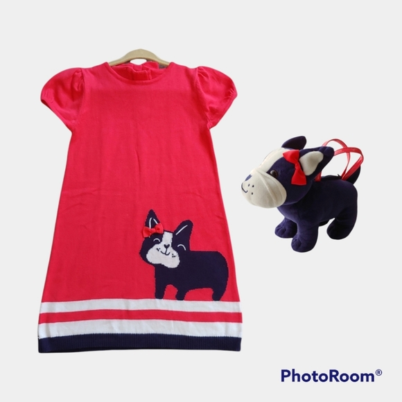 Gymboree Bundle knitted Cotton Sweater Dress & Purse EUC size 4T Poppy Red.